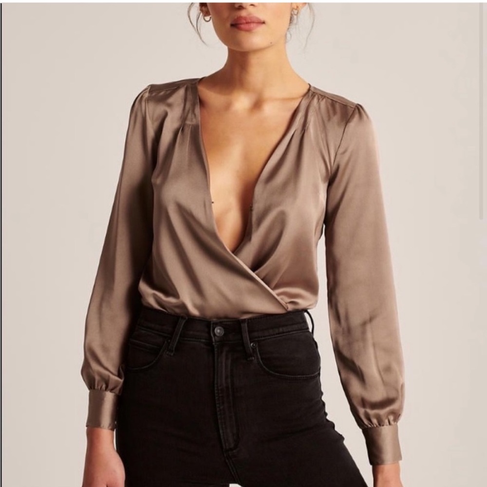 Abercrombie Long Sleeve Satin Bodysuit